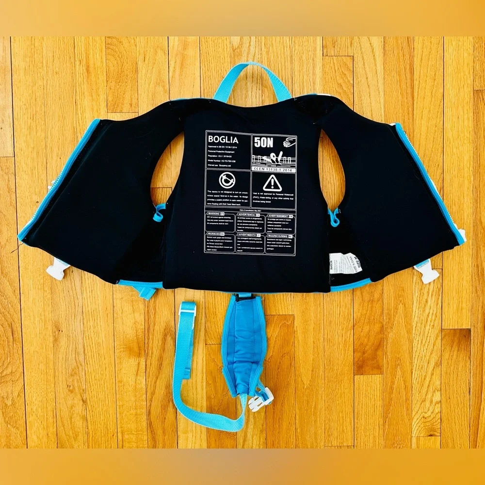 Boglia Kids Flotation Swim Trainer Vest Blue Adjustable Safety Strap M 4-6Y